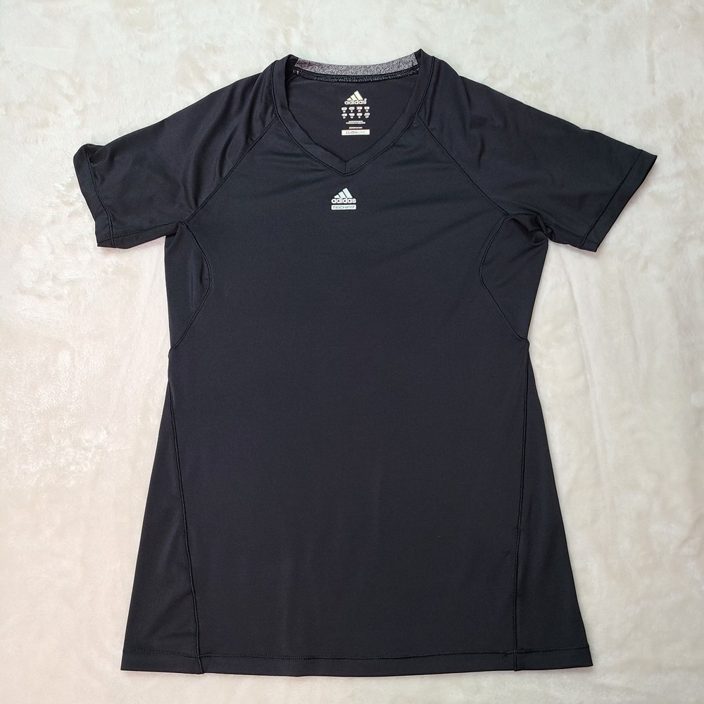 Adidas Climalite Techfit Athletic Shirt Women's Small Black Light Compression